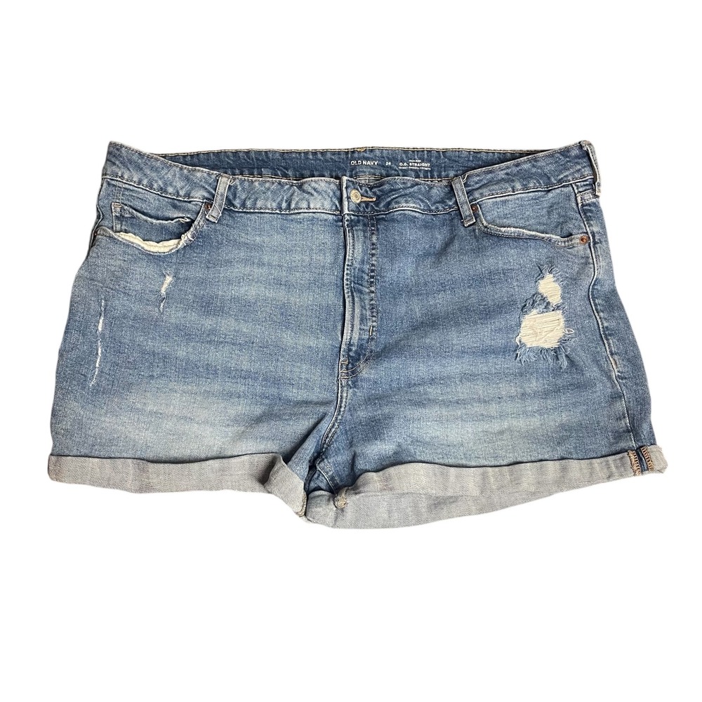 Old Navy Womens Size 24 High Rise‎ OG Straight Denim Shorts Distressed Cuffed